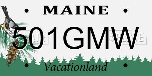 501GMW Maine License Plate