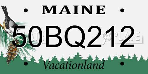 50BQ212 Maine License Plate
