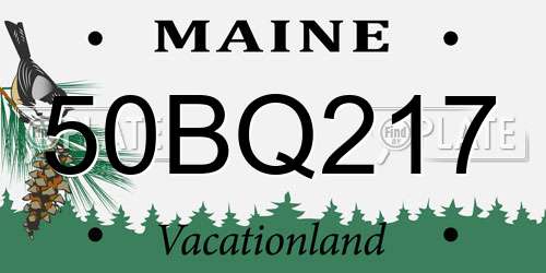 50BQ217 Maine License Plate