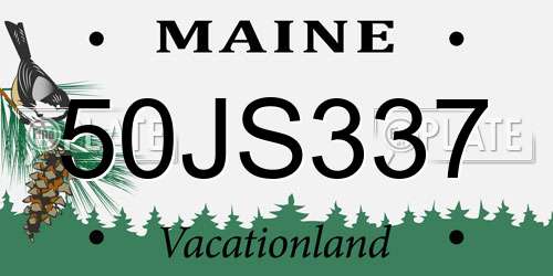 50JS337 Maine License Plate