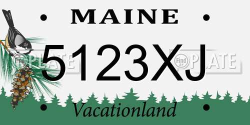 5123XJ Maine License Plate