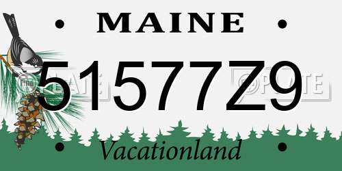 51577Z9 Maine License Plate