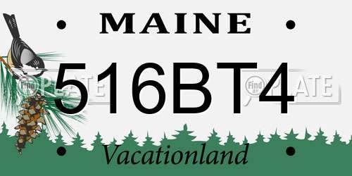 516BT4 Maine License Plate