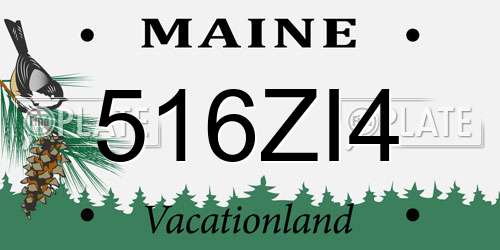 516ZI4 Maine License Plate