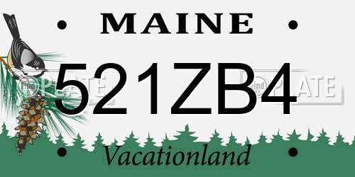 521ZB4 Maine License Plate