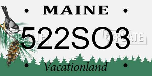 522SO3 Maine License Plate