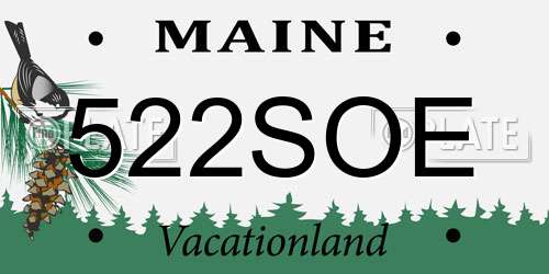 522SOE Maine License Plate