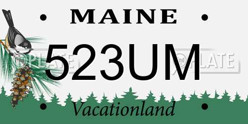 523UM Maine License Plate