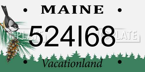 524I68 Maine License Plate