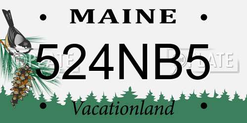 524NB5 Maine License Plate