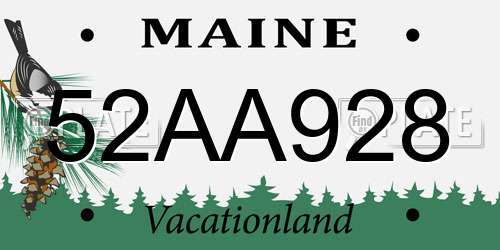 52AA928 Maine License Plate