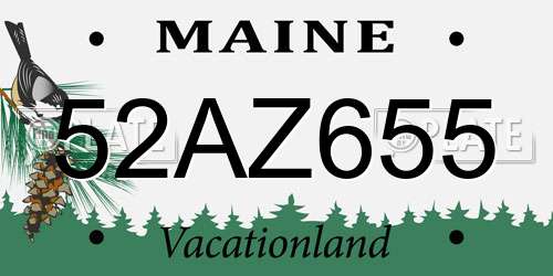 52AZ655 Maine License Plate