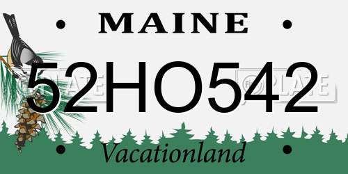 52HO542 Maine License Plate
