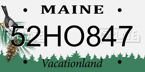 52HO847 Maine License Plate