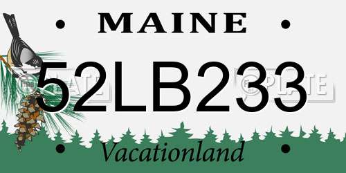 52LB233 Maine License Plate