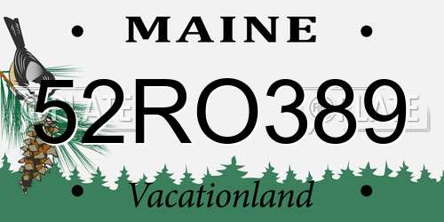52RO389 Maine License Plate