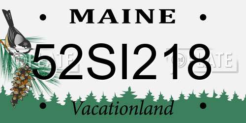 52SI218 Maine License Plate