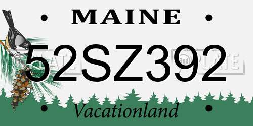 52SZ392 Maine License Plate