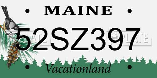 52SZ397 Maine License Plate