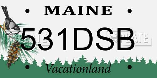 531DSB Maine License Plate