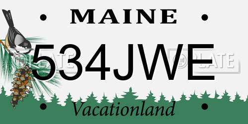 534JWE Maine License Plate