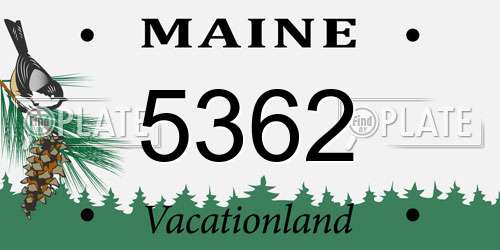 5362 Maine License Plate