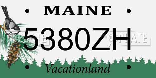 5380ZH Maine License Plate