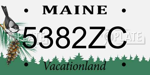 5382ZC Maine License Plate