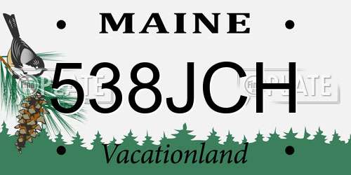 538JCH Maine License Plate