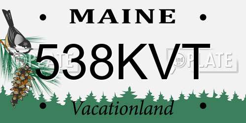 538KVT Maine License Plate