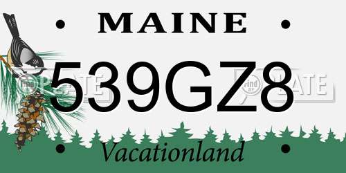 539GZ8 Maine License Plate