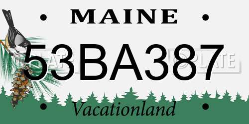 53BA387 Maine License Plate