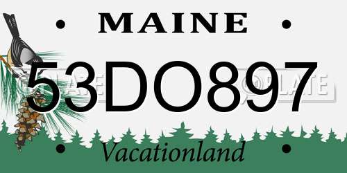 53DO897 Maine License Plate