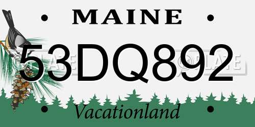 53DQ892 Maine License Plate