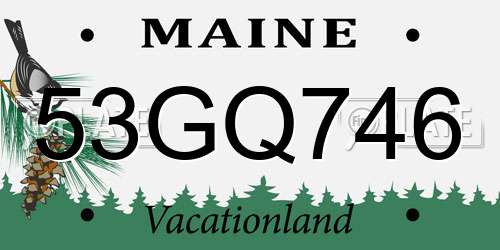 53GQ746 Maine License Plate