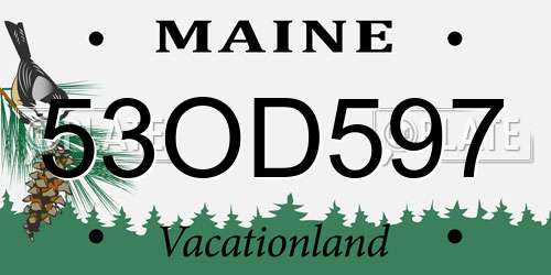 53OD597 Maine License Plate