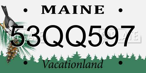 53QQ597 Maine License Plate