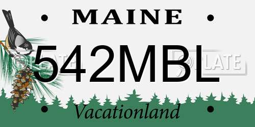 542MBL Maine License Plate