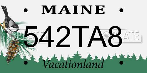542TA8 Maine License Plate