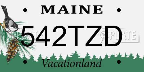 542TZD Maine License Plate