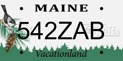 542ZAB Maine License Plate