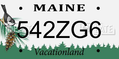 542ZG6 Maine License Plate