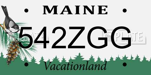 542ZGG Maine License Plate