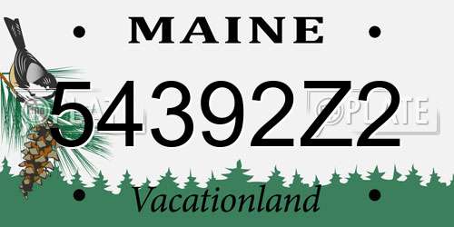 54392Z2 Maine License Plate
