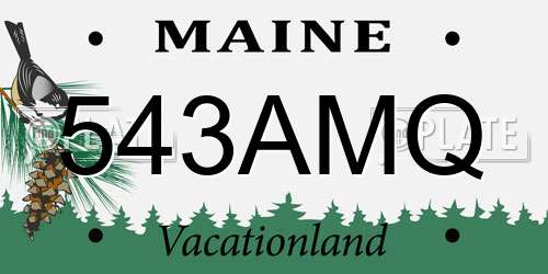 543AMQ Maine License Plate