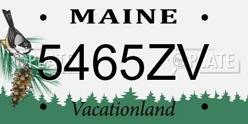 5465ZV Maine License Plate