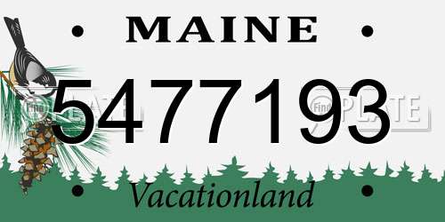5477193 Maine License Plate