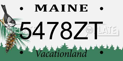 5478ZT Maine License Plate