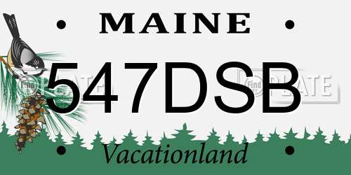 547DSB Maine License Plate
