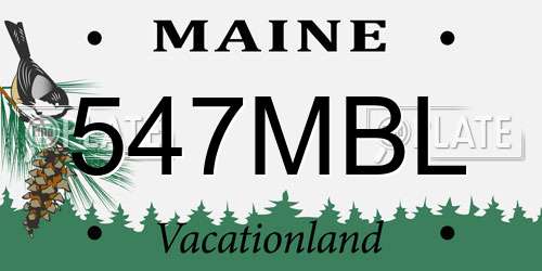 547MBL Maine License Plate